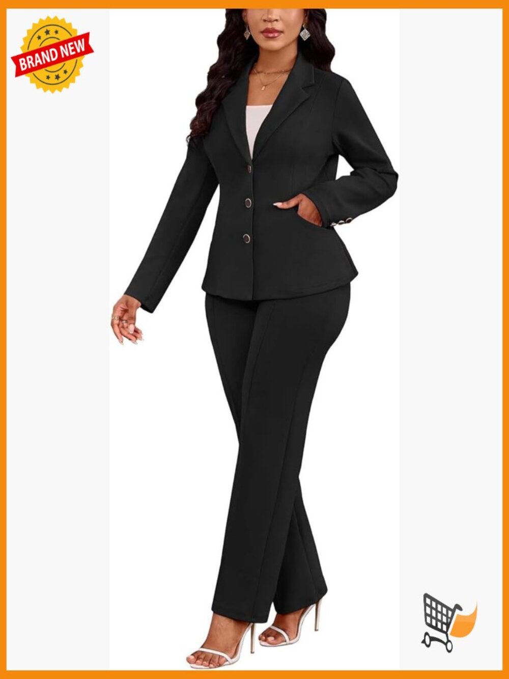 2 Piece Blazer Pants Suit Set Long Sleeve Dressy Business Casual Office Work
